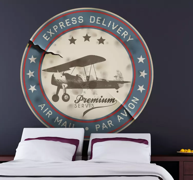 Vintage flyvemaskine luftpost mærkat - TenStickers