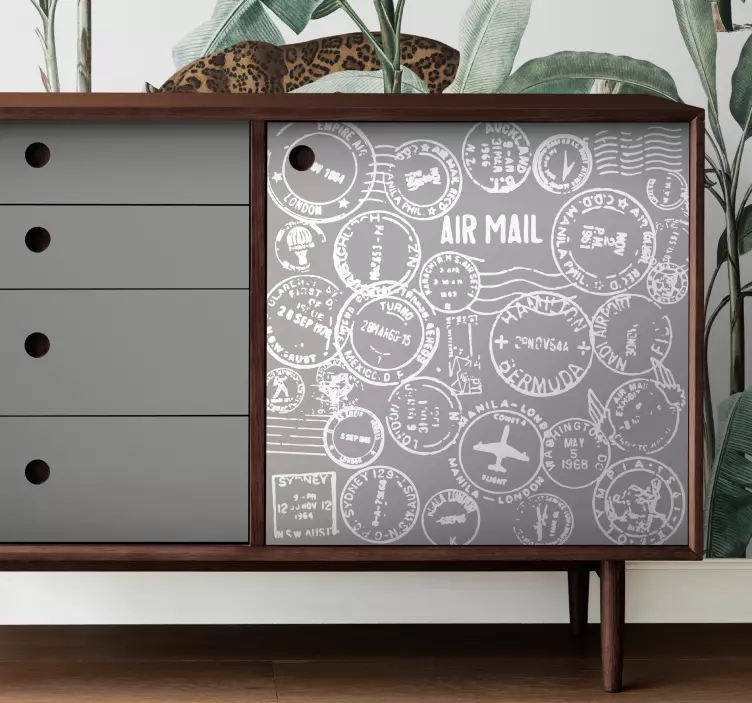 Vintage rejse stempel mønster folie til møbler - TenStickers