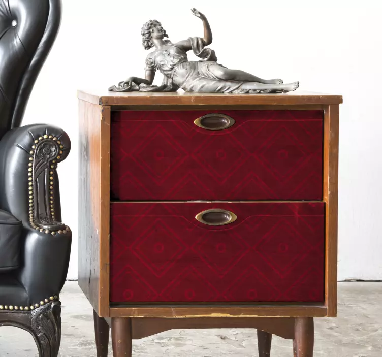 Vintage røde firkantede møbler mærkat - TenStickers