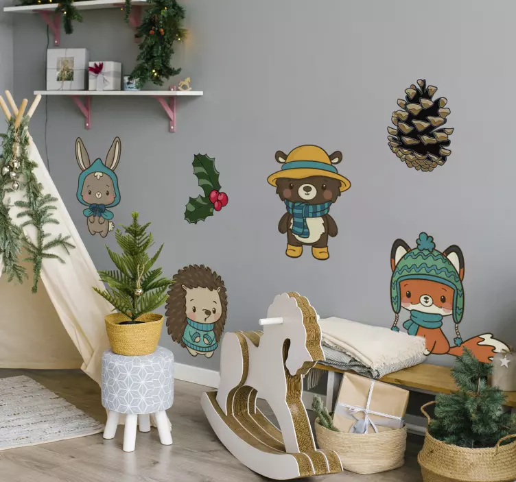 Vinterblomster & dyr vilde dyremærkater - TenStickers