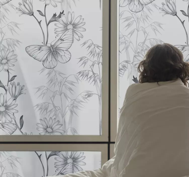 Vlinder glas dekorativt vindue klistermærke - TenStickers