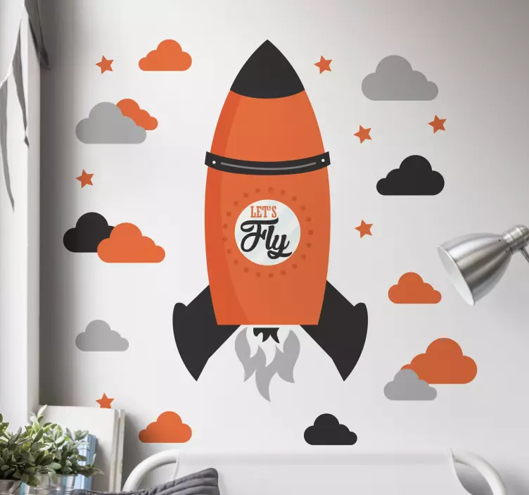 Wall decal børn raket lad os flyve - TenStickers