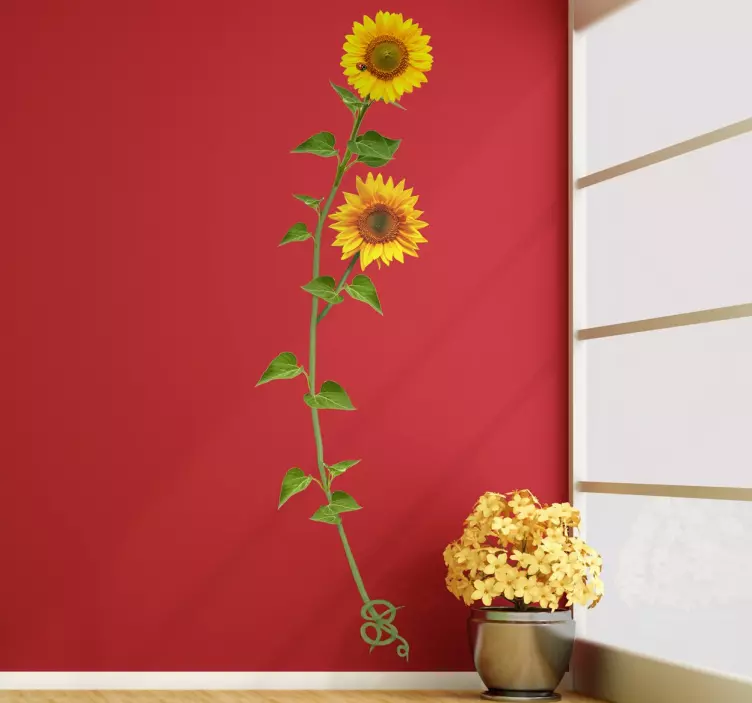 Wallsticker til stuen blomst solsikke - TenStickers