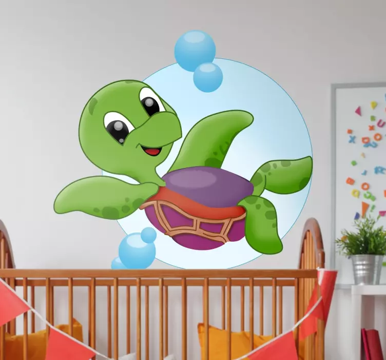 Wallsticker børneværelset baby skildpadde - TenStickers