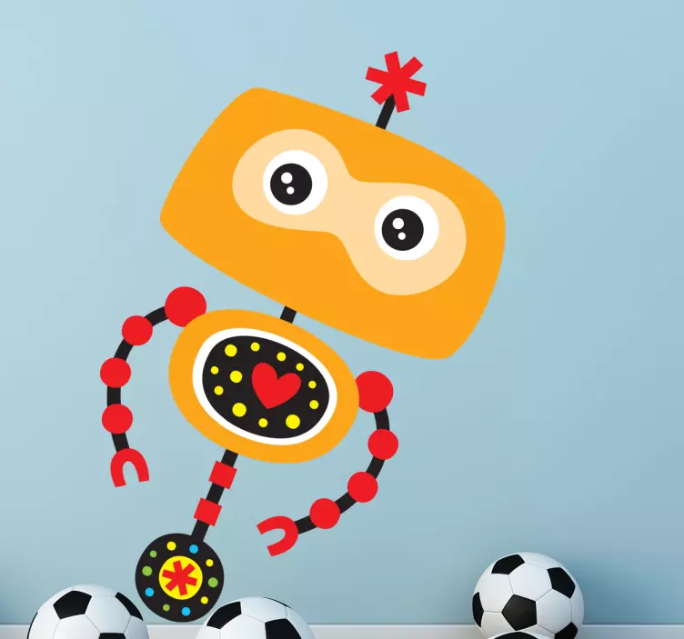 Wallsticker børneværelset gul robot - TenStickers