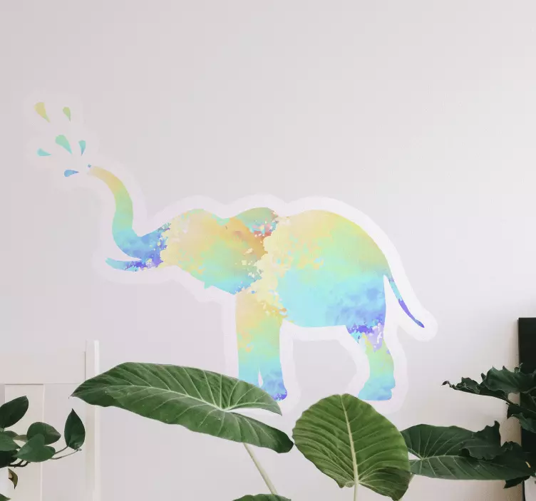 Wallsticker dyr farverig baby elefant - TenStickers