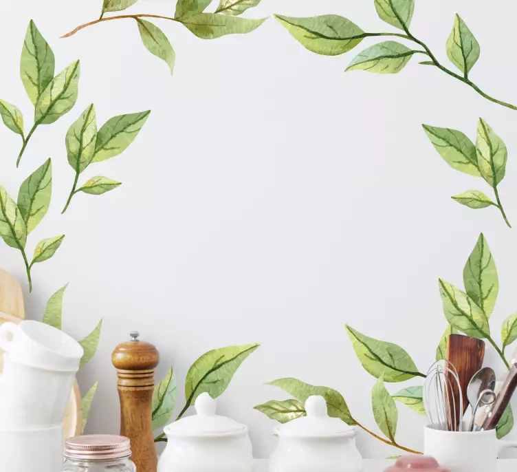 Wallsticker dyr grønne blad arrangement - TenStickers