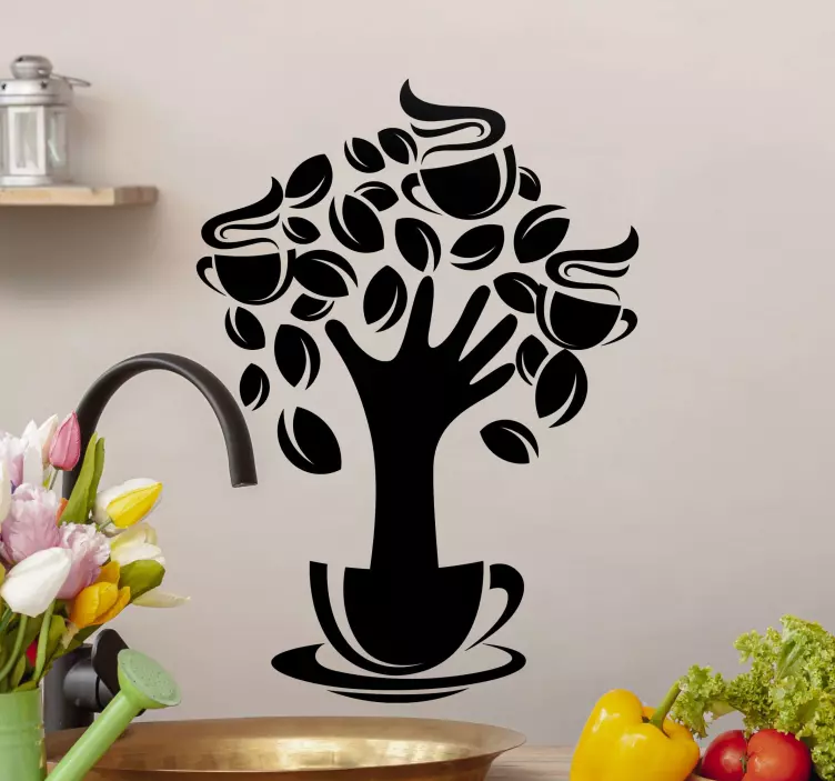 Wallsticker dyr kaffe træ design - TenStickers
