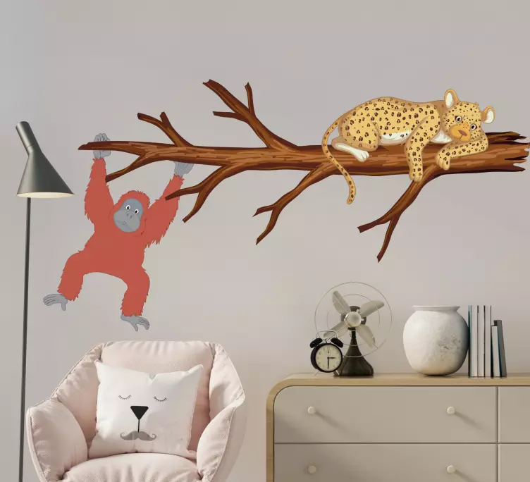 Wallsticker dyr legesyg abe skurk - TenStickers