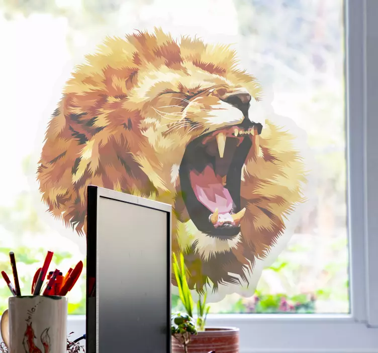 Wallsticker dyr lion gabende hoved - TenStickers
