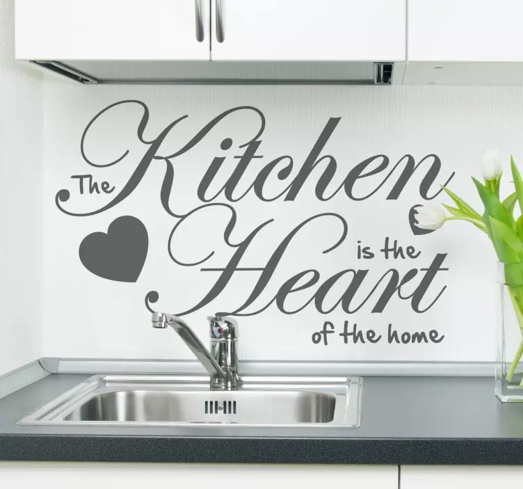 wallsticker køkken kitchen is the heart - TenStickers