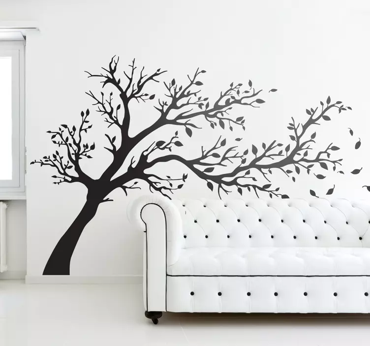 Wallsticker til stuen med japansk kirsebærtræ silhuet - TenStickers