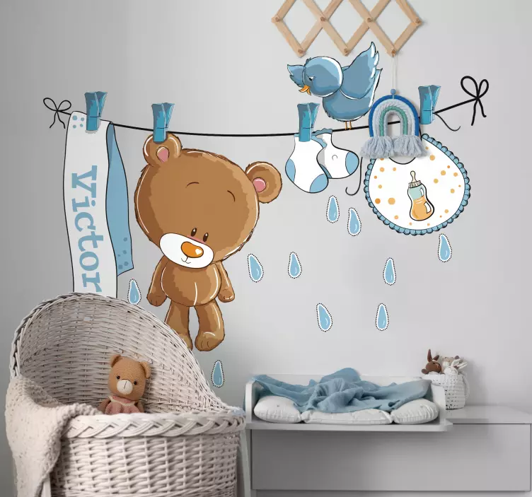 Tørresnor med navn wallsticker - TenStickers