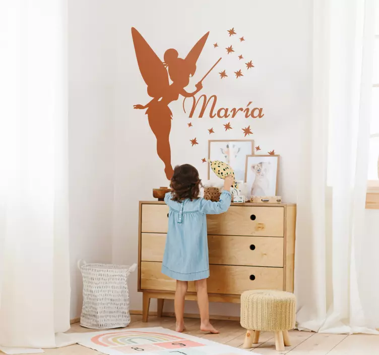 Wallstickers fe klokkeblomst med personligt navn - TenStickers