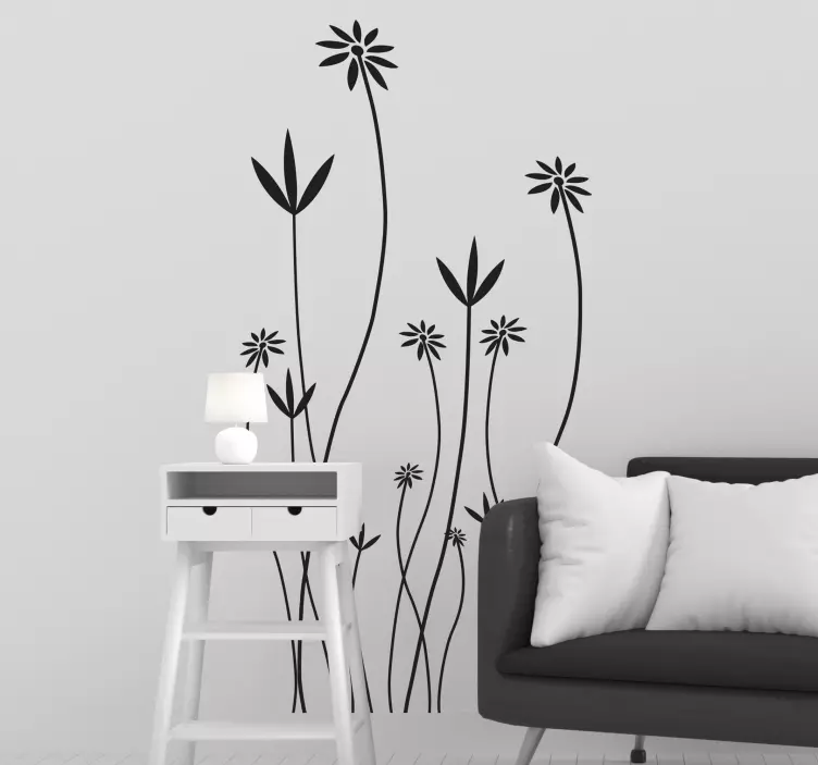 Wallstickers til dør blomster - TenStickers