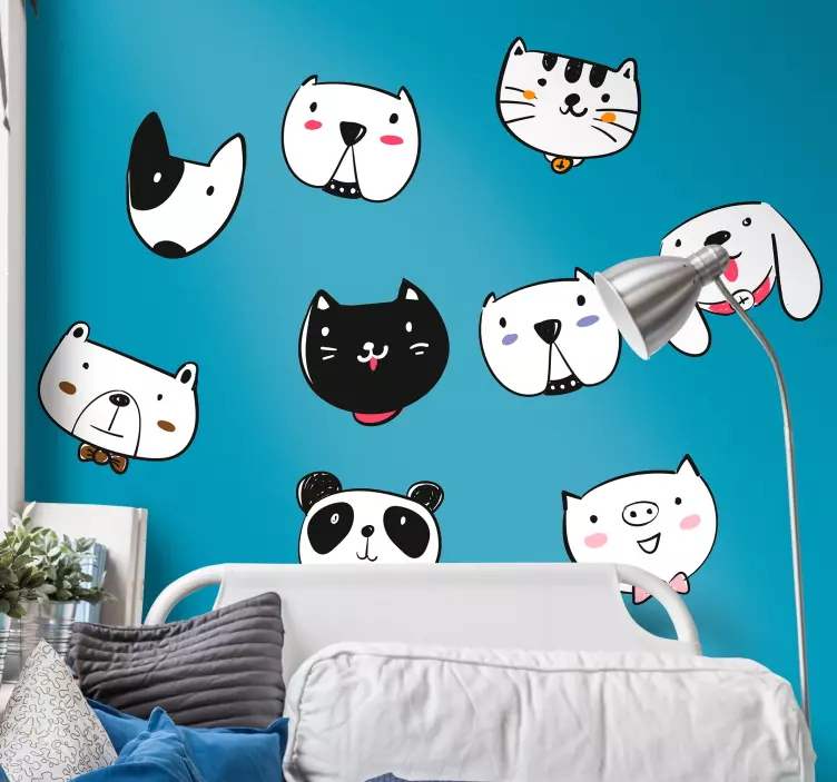 Yndige væsenansigter wallsticker dyr - TenStickers