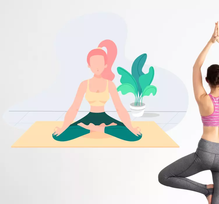 Vægmærkat til yoga derhjemme - TenStickers