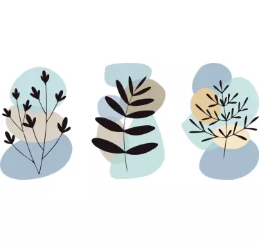 Abstrakte planter med farvede cirkler soveværelse wallsticker - TenStickers
