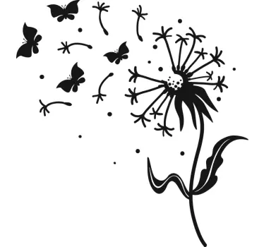 Mælkebøtte og sommerfugle soveværelse wallsticker - TenStickers