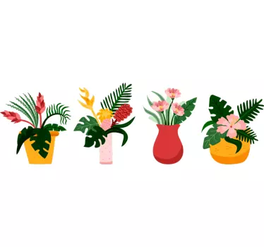 Blomster potter soveværelse wallsticker - TenStickers