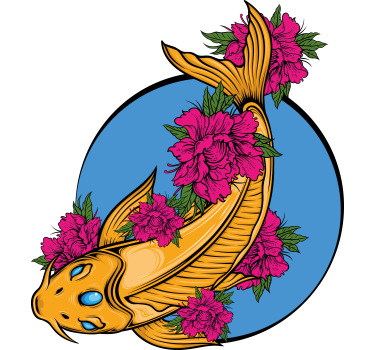 Koi med blomster klistermærke til bil - TenStickers