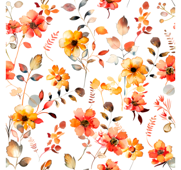 Efterårsblomster mønster vindue sticker - TenStickers