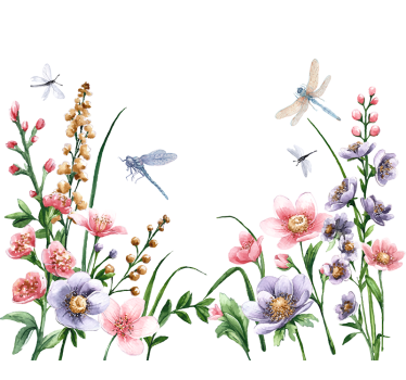 Blomster og guldsmede vindue sticker - TenStickers