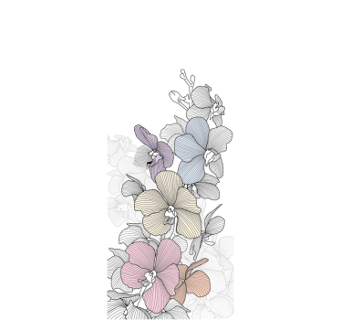 Farve linje blomster folie til møbler - TenStickers