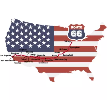 Rute 66 usa kortvægdekor - TenStickers