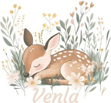 Sovende rådyr med navn wallsticker - TenStickers