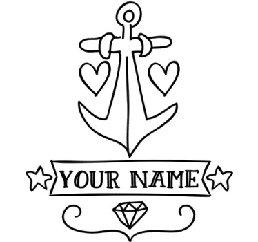 Vinilo ancla tatuaje personalizable nombre - TenStickers