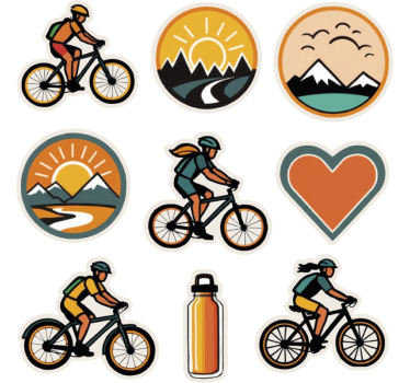 Tilfældigt cykelsæt klistermærke til cykel - TenStickers