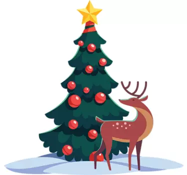 Julewallsticker med træ og dyr - TenStickers
