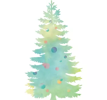 Akvarel juletræ klistermærke - TenStickers