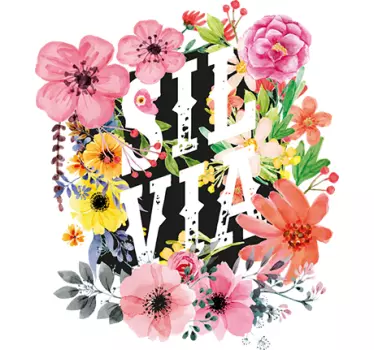 Personlig blomster klistermærke - TenStickers