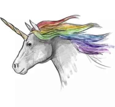 Tegning af unicorn tegning vægklistermærke - TenStickers
