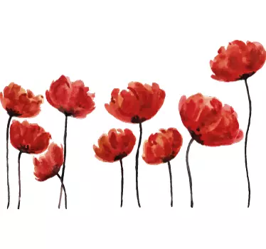 Valmuer blomstermærkat Wallsticker til stuen - TenStickers