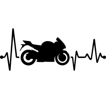 Motorcykelklistermærke i ensfarvet hjerteslag - TenStickers