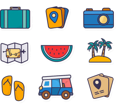 Minimalistiske rejseikoner rejse klistermærke - TenStickers