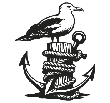 Sort ankermåge klistermærke til campingvogn - TenStickers
