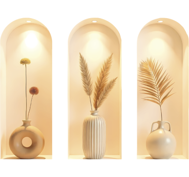 Beige planter triptyk wallsticker dyr - TenStickers