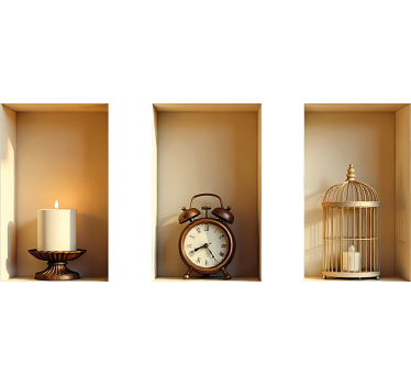 Vintage-elementer i en ramme wallsticker dyr - TenStickers