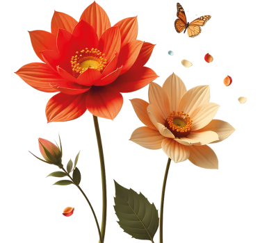 Store blomster wallsticker dyr - TenStickers