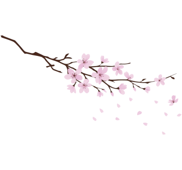 Gren med lyserøde blomster stue wallsticker - TenStickers