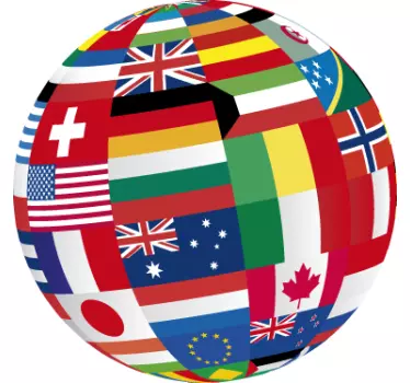 Globus med flag klistermærke - TenStickers