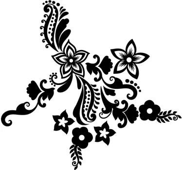 Blomster og spiraler blomster vægoverføringsbillede - TenStickers