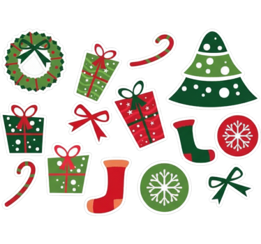 Juleklistermærke klassiske juleelementer - TenStickers