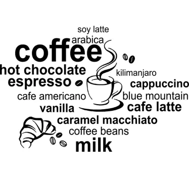 Typer af kaffe køkken væg klistermærke - TenStickers