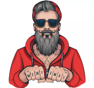 Hipster santa claus jul klistermærke - TenStickers