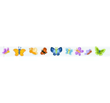 Kantbånd klistermærke farverigt sommerfugle design - TenStickers
